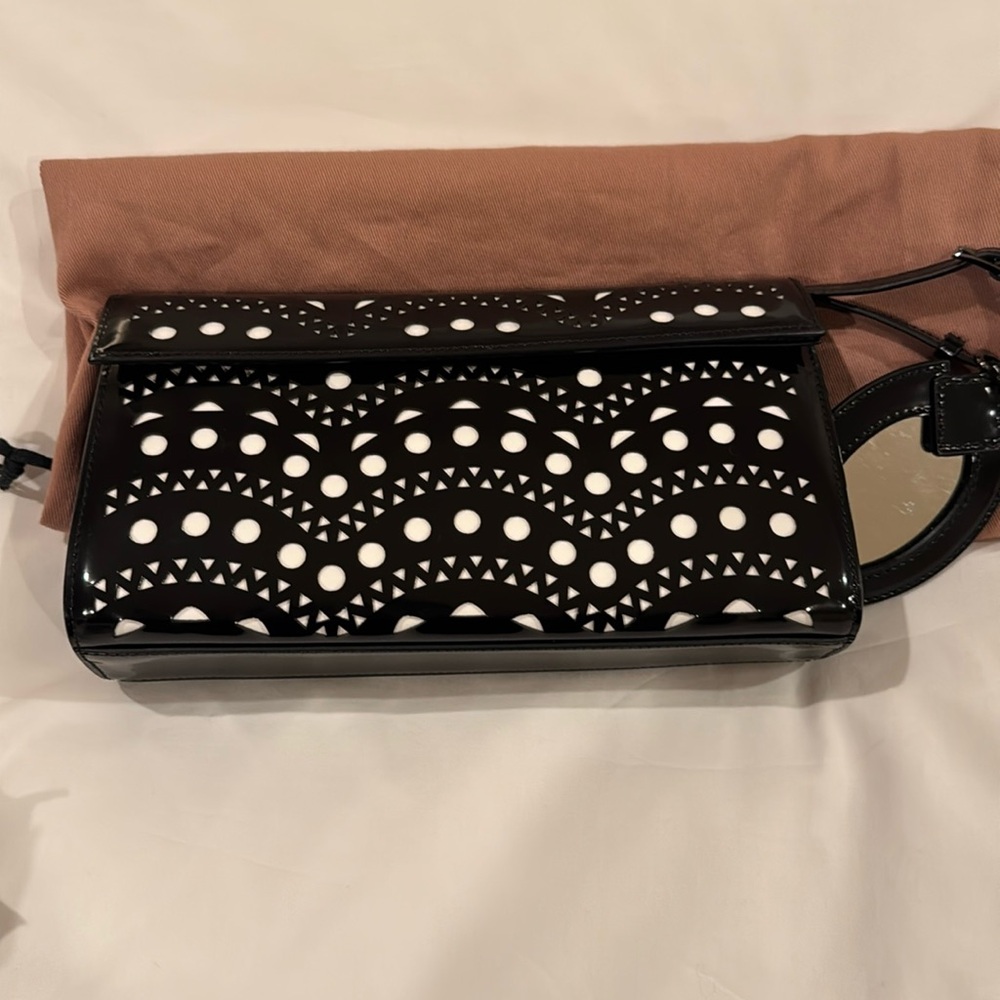 ALAIA Black and White Laser-Cut Women's Bag
